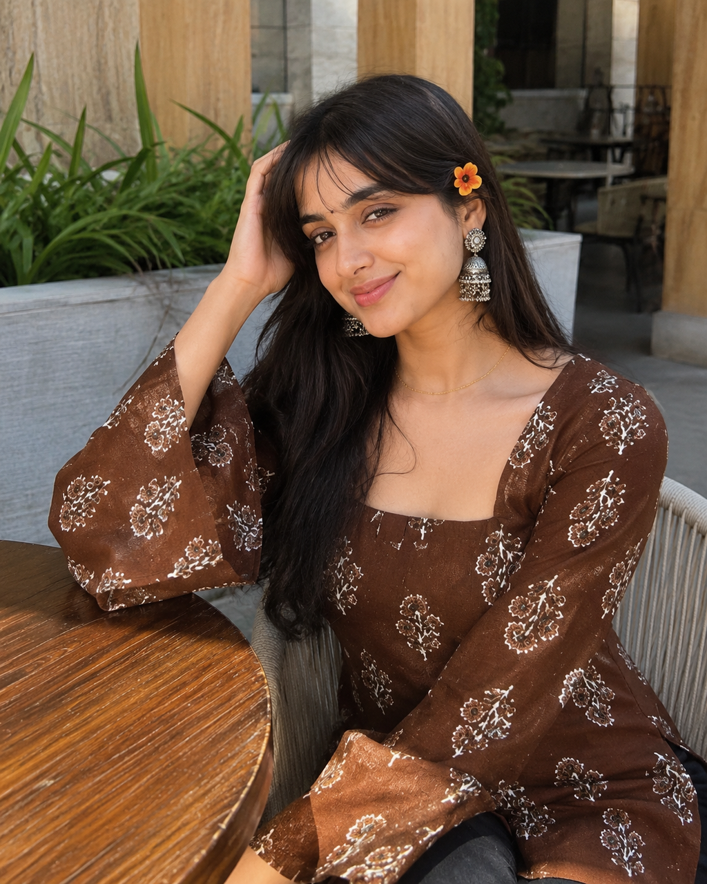 New Corset Kurti with bell sleeves back tie-up kurti