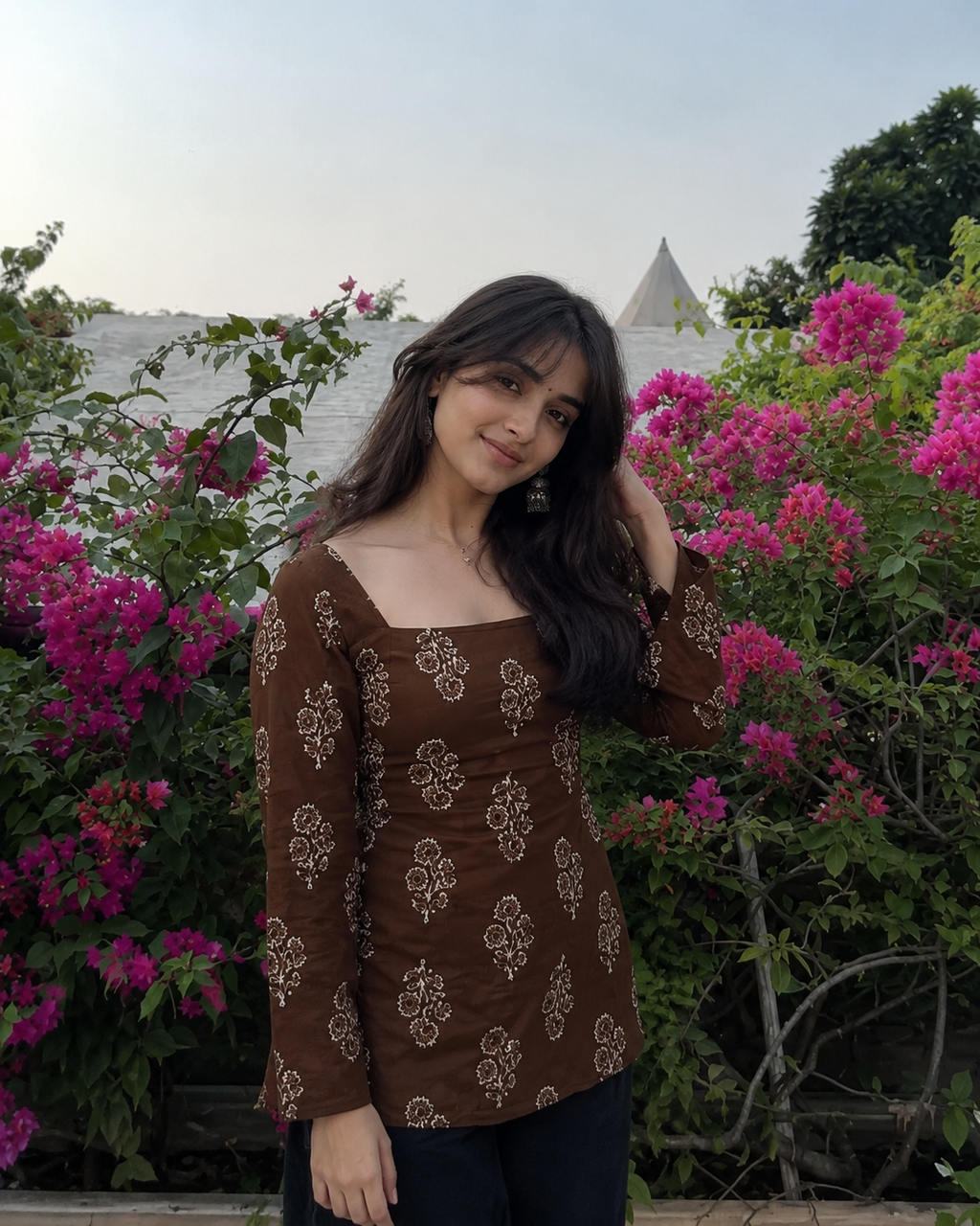 New Corset Kurti with bell sleeves back tie-up kurti