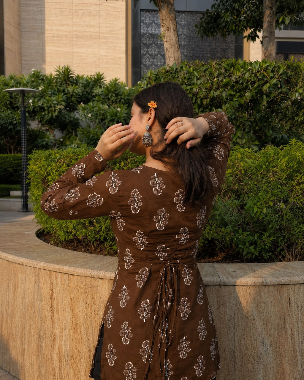 New Corset Kurti with bell sleeves back tie-up kurti